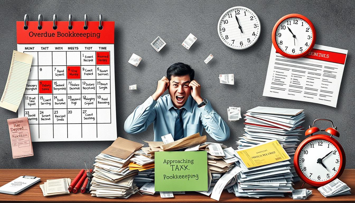 Calendar showing overdue bookkeeping tasks illustrating common bookkeeping mistakes