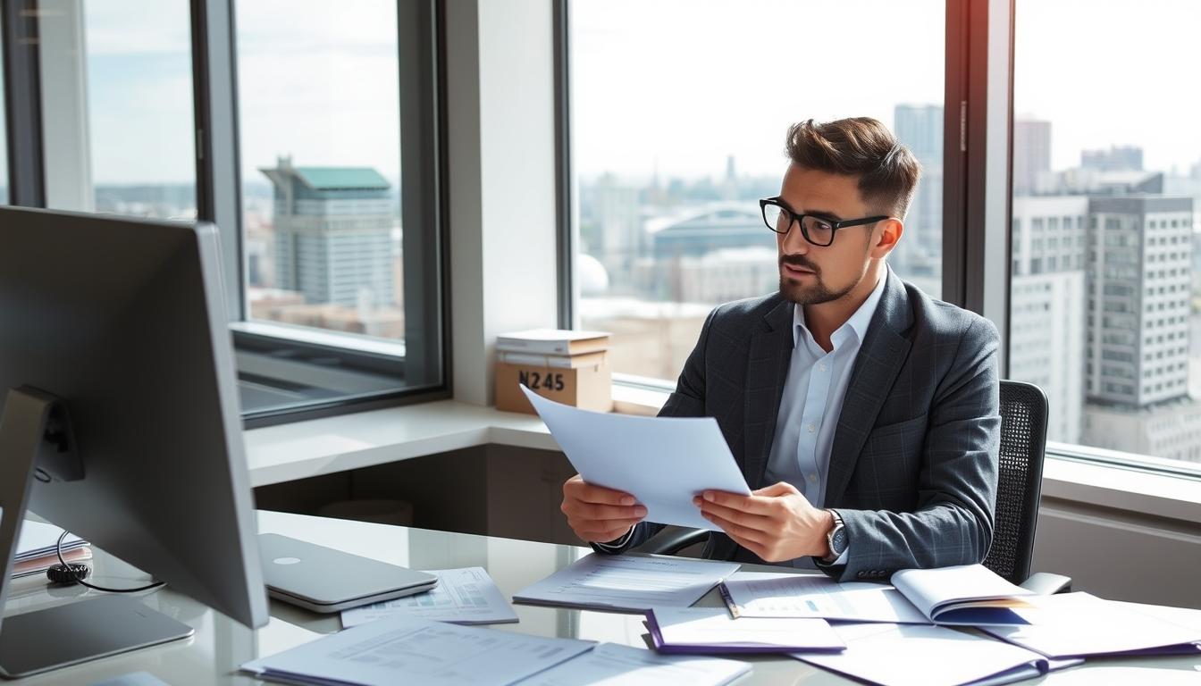 Small business owner in New Jersey reviewing financial documents with a bookkeeper