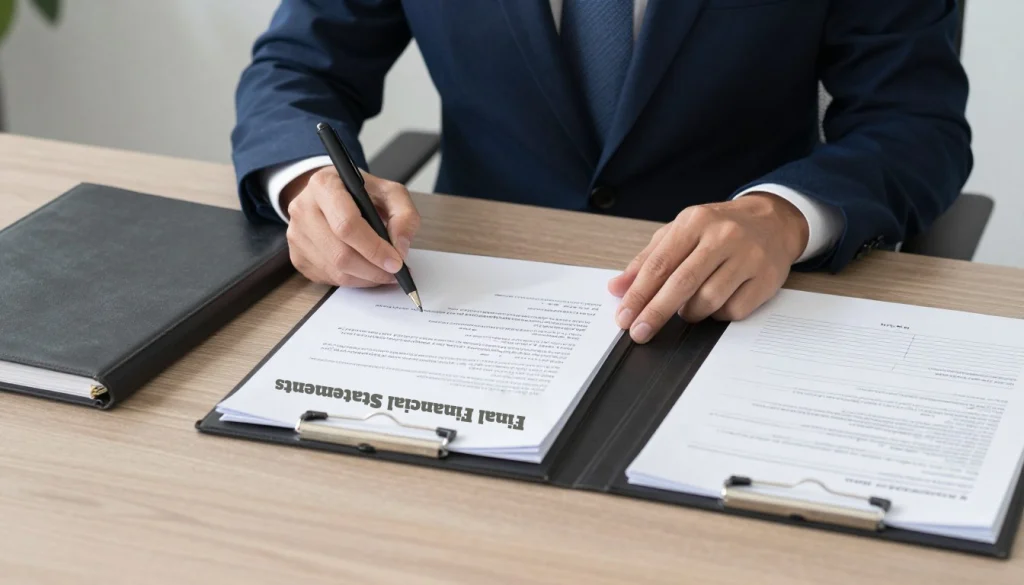 Person writing on the documents