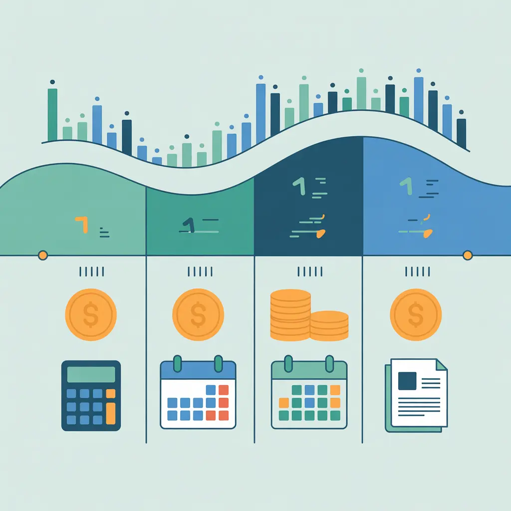 Annualized income installment method for estimated taxes, explaining how payments are calculated based on income earned during specific periods to help taxpayers with fluctuating income avoid underpayment penalties and better manage cash flow throughout the year.