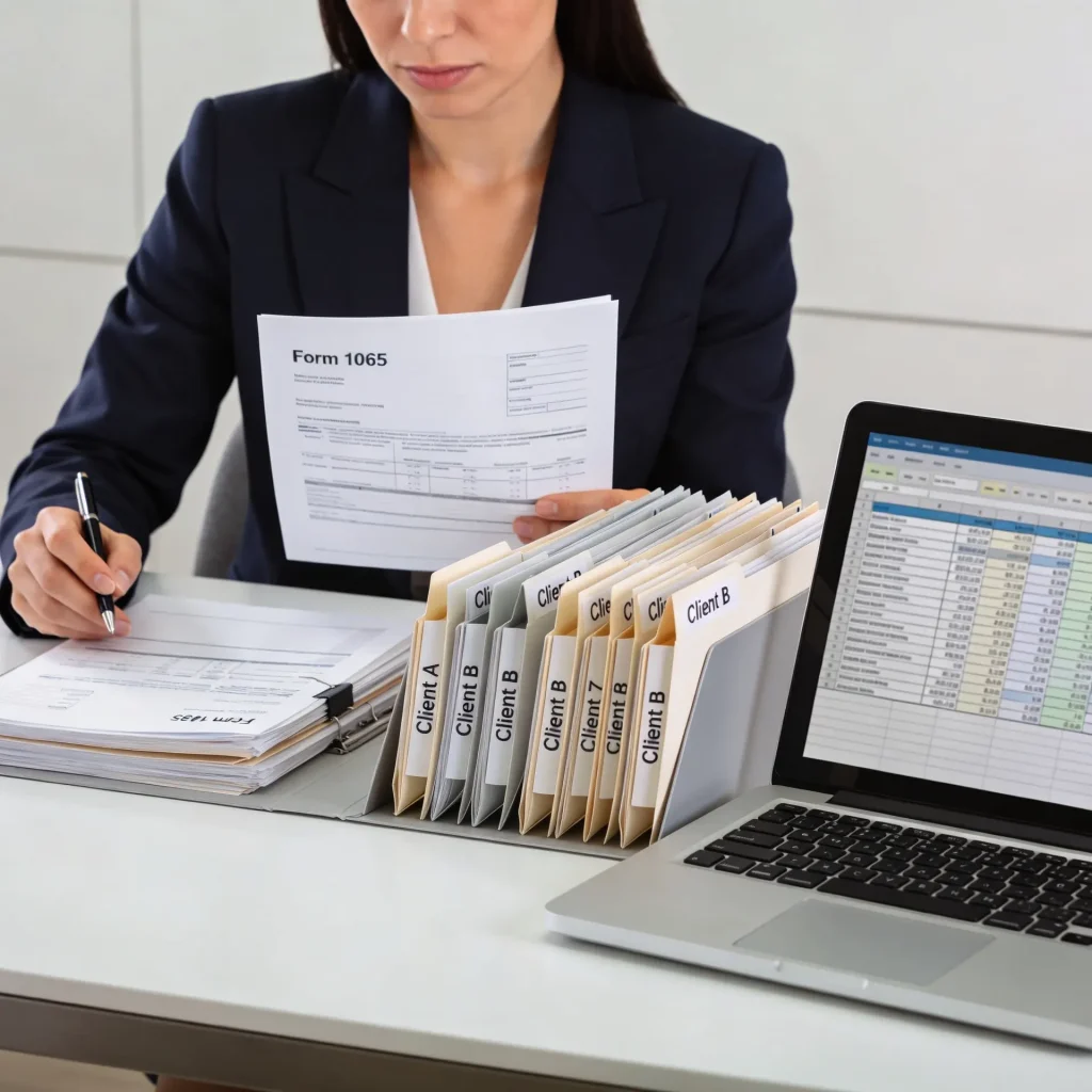 Accountant reviewing taxes
