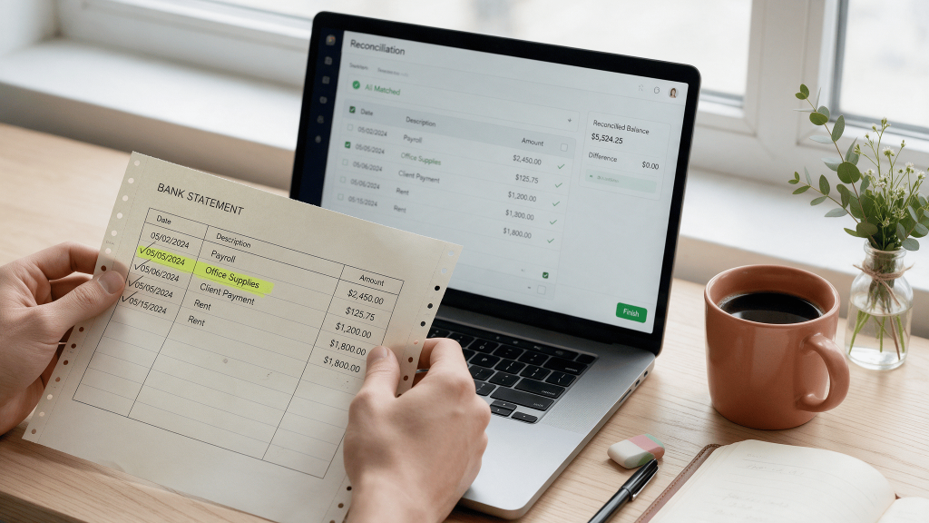 Comparing bank statements to accounting records during a complete bank reconciliation